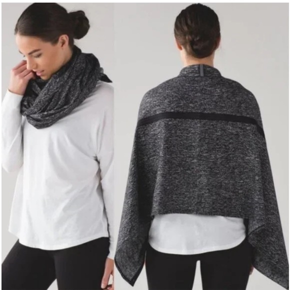 Lululemon Vinyasa Wrap Scarf Jacquard Black Arm Holes Convertible Rulu Fabric - Picture 2 of 7